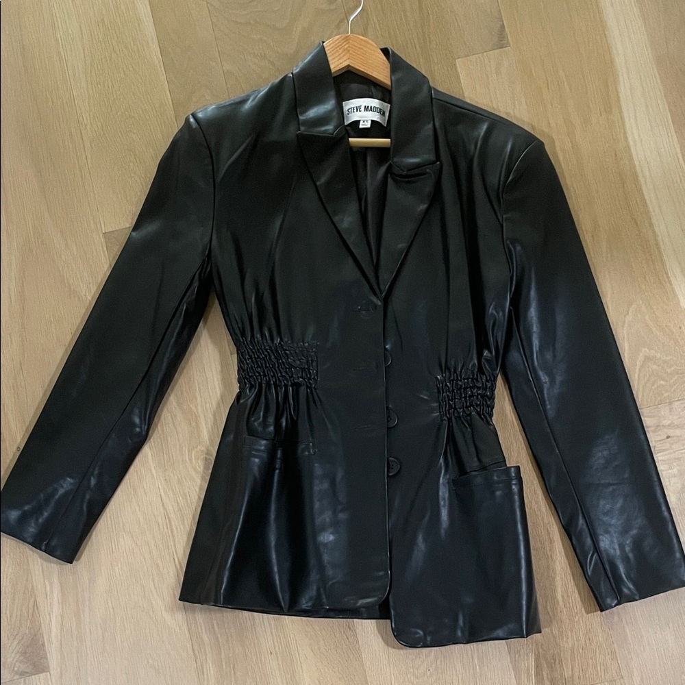 Steve Madden Black Faux Leather Blazer